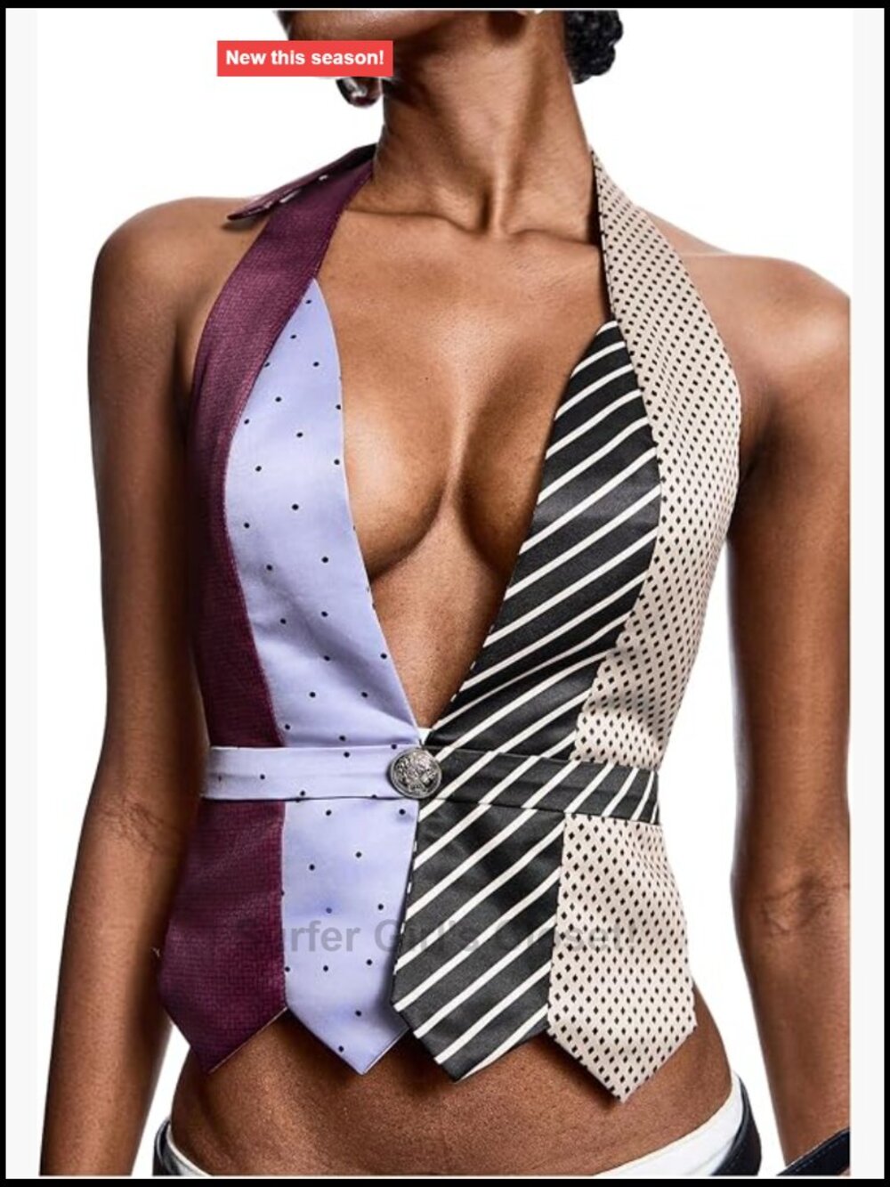 Women's Halter Tank Polka Dot Graphic Print Sleeveless Backless Fitted Top